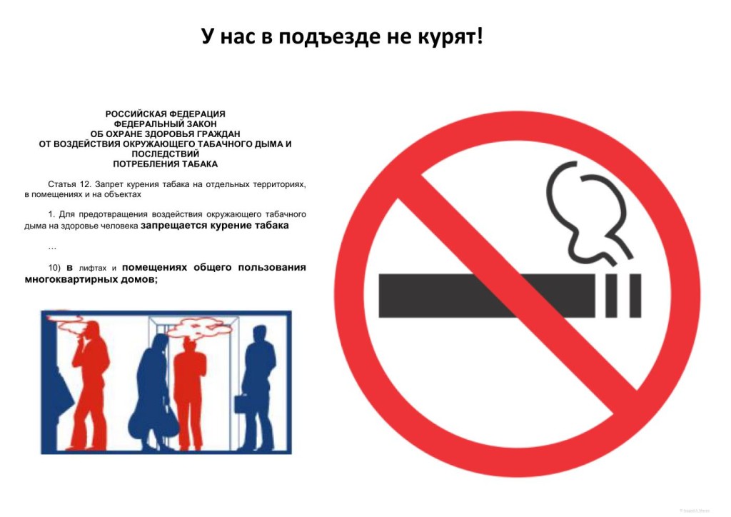 Курение запрещено - объявление/знак для подъезда